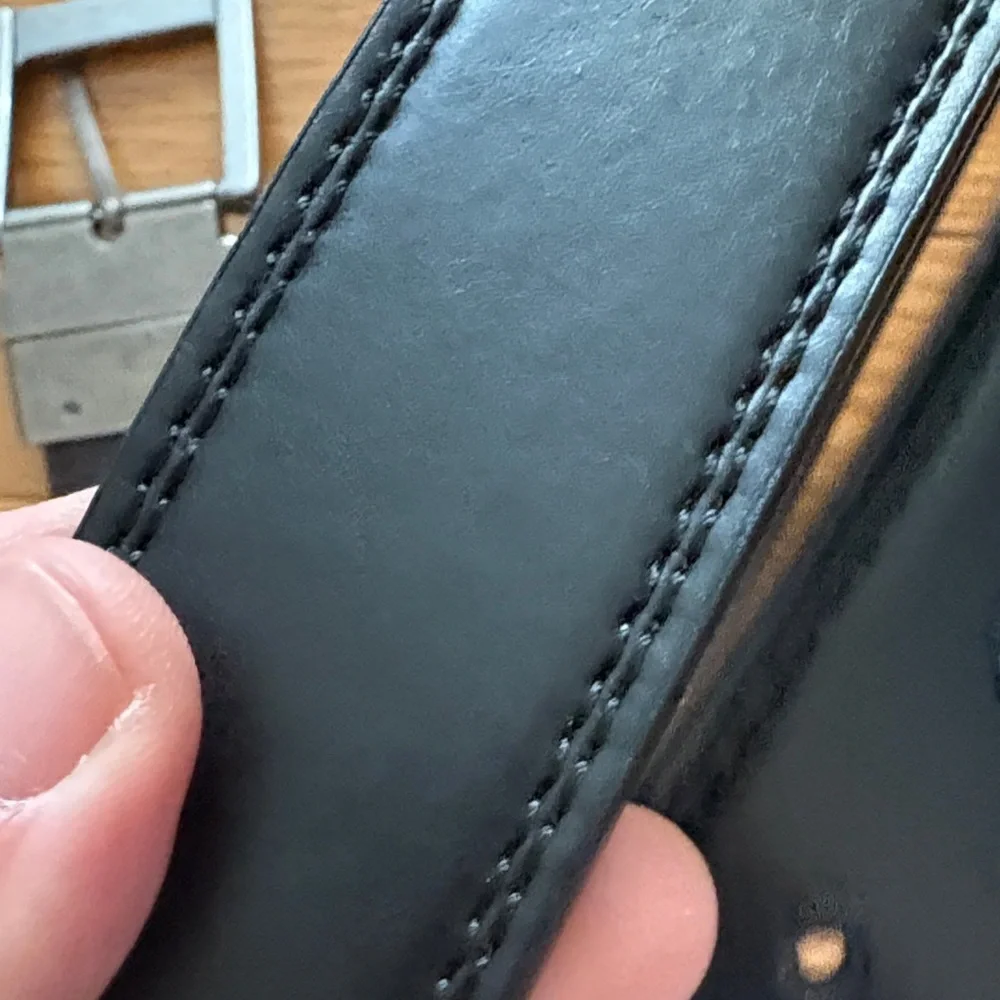 Dickies Dark Leather Reversible Belt with Metallic Buckle